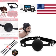 Adjustable Black Leather Mouth Plug Silicone Ball Gag for Intimate Adventures