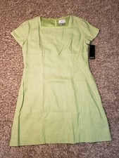 Adrianna Papell Women's Green Studded Linen Blend Dress Size 14 Party Cocktail