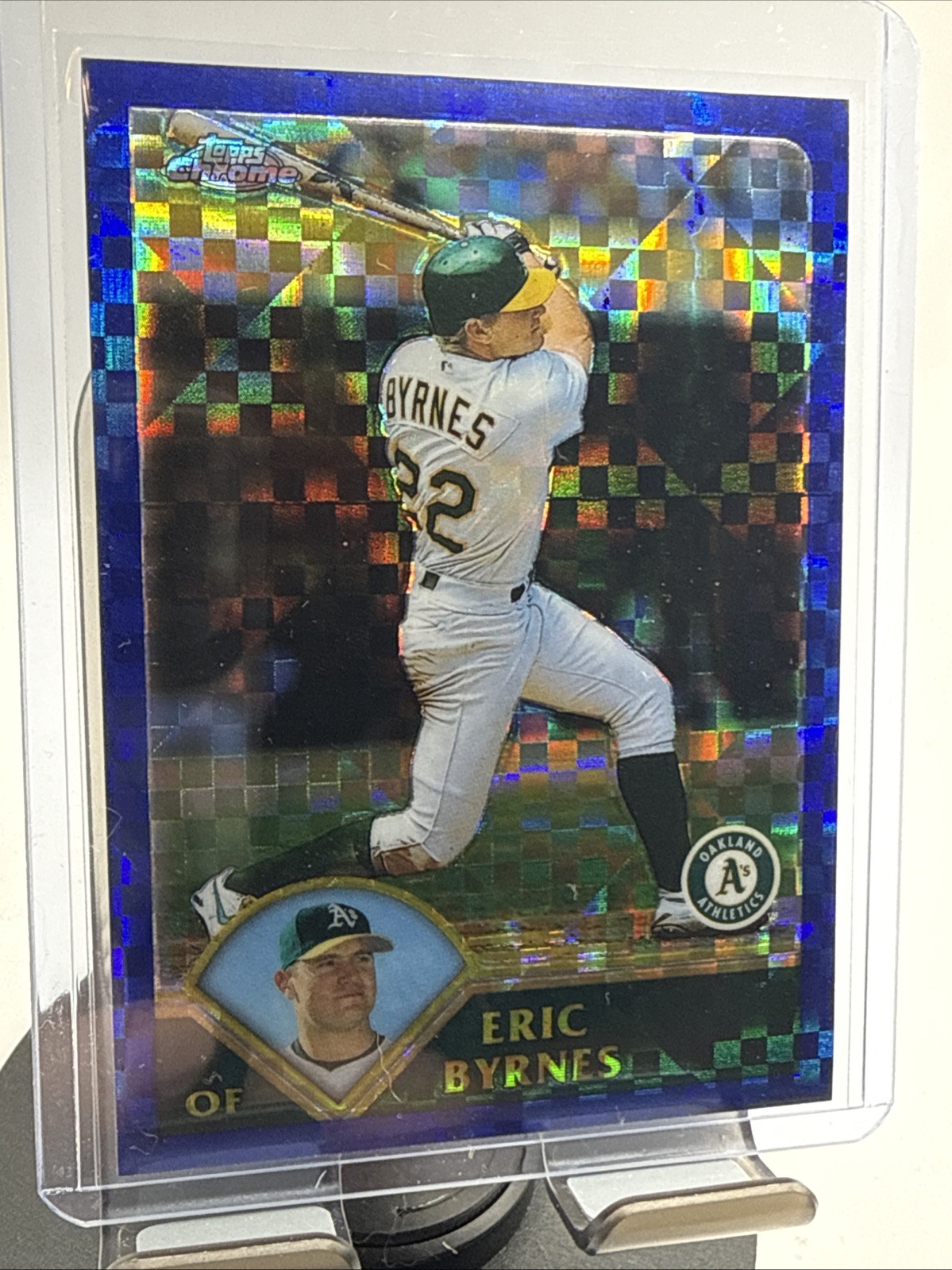 2003 Topps Chrome Uncirculated XFractor #248, ERIC BYRNES /57, Oakland A's