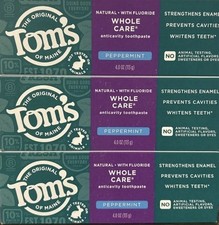 Tom's of Maine WHOLE MOUTH CARE Natural FluorideToothpaste Spearmint 4 oz 3 Pk