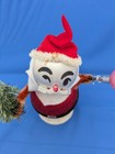 Vintage MCM Christmas Satin Table Top Santa Claus Ball Decoration — photo 2