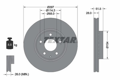2 x TEXTAR 92295003 Bremsscheibe für MAZDA,MAZDA (CHANGAN)
