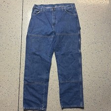 Dickies Double Knee Jeans Carpenter Mens Relaxed Workwear Blue Denim 38x34