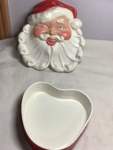 Vintage 50er Jahre "Winkernder Weihnachtsmann" Deckel Schmuck Schale Mallory Keramik Studio - Bild 2 von 16