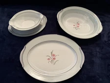 VTG Noritake Regina China Platter, Bowl and Gravy Boat Serving Dishes