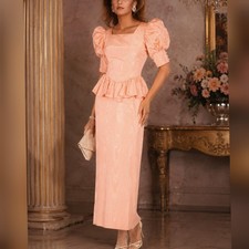 Unbranded Vintage 80s Peach Party Prom Bridesmaid Dress sz 7/8