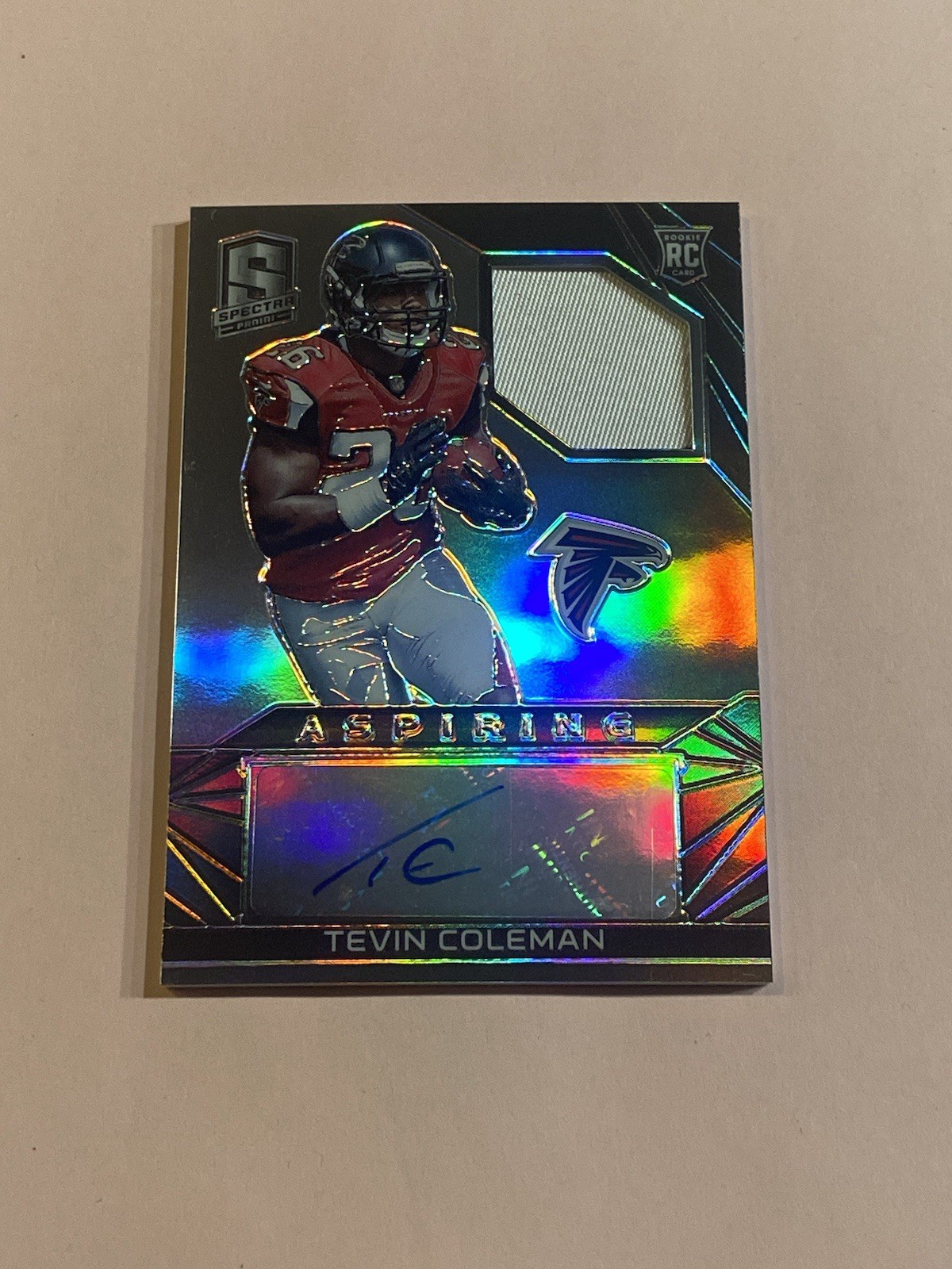 Tevin Coleman Panini Spectra Aspiring Patch Autographs #TC Base