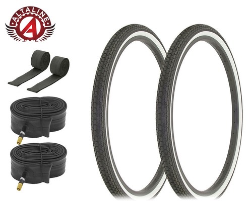 Neumáticos de bicicleta Alta 24 x 1,75 negro/blanco AL-120A | (48 mm) tubos y tiras de válvula - Imagen 1 de 1