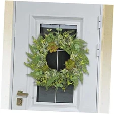 24 Inch Artificial Fern Wreath, Lush Greenery with Succulents, Eucalyptus & 