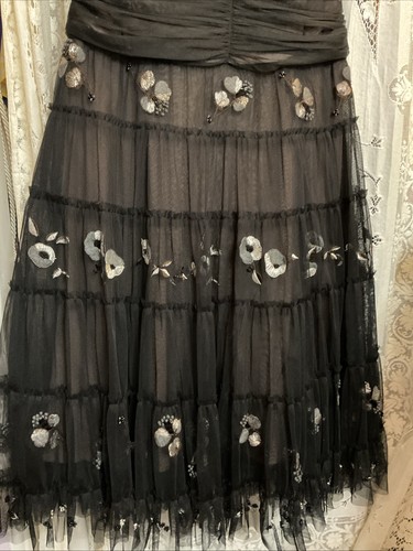 abito bcbg maxazria nero perline e ricami abito da cocktail medio - Foto 3 di 13