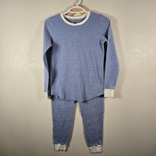 Cuddl Duds Pajama Set Womens Small Blue Thermal Waffle Knit Long John Base Layer