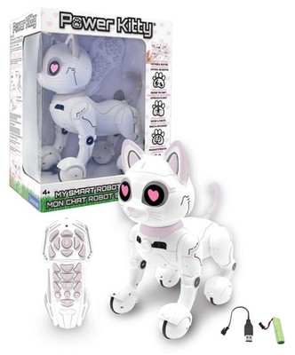 Interactive Power Kitty Robot Cat Toy - Smart, Fun, Remote Control, LED Lights