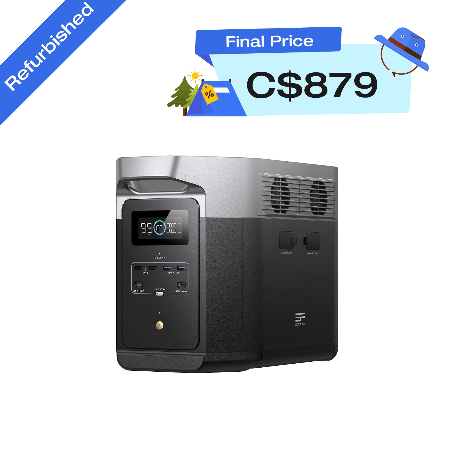Ecoflow Delta 2 Max Portable Power Station 2048Wh Lfp, Certified Refurbished