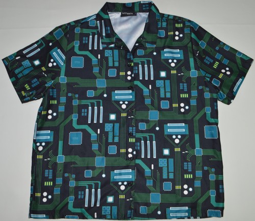 Vitriol Shirt Circuit Pattern Cyber Rave Size Large RARE HTF