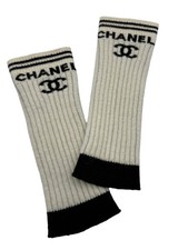 Chanel CC Combat Boot Leg Warmers Cream/Black