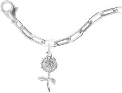 7 Zoll Sterlingsilber Bettelarmband mit kleiner Sonnenblume Charm von Rembrandt