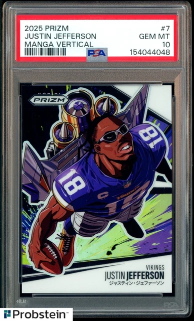 2025 Panini Prizm MANGA #7 Justin Jefferson Vikings SSP CASE HIT PSA 10 GEM MINT