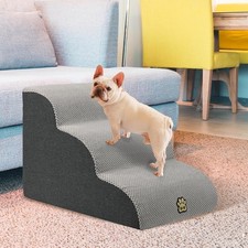 Dog Stairs for Bed Sofa 3 Step Pet Ramp High Density Foam Non Slip Washable