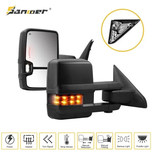 Pair Power Heated Towing Mirrors Amber Signals for 2010-2018 Dodge Ram 2500 3500