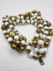 Vintage Haskell Style Four Strand Milk Glass And Gold Faux Pearl Bracelet 7”
