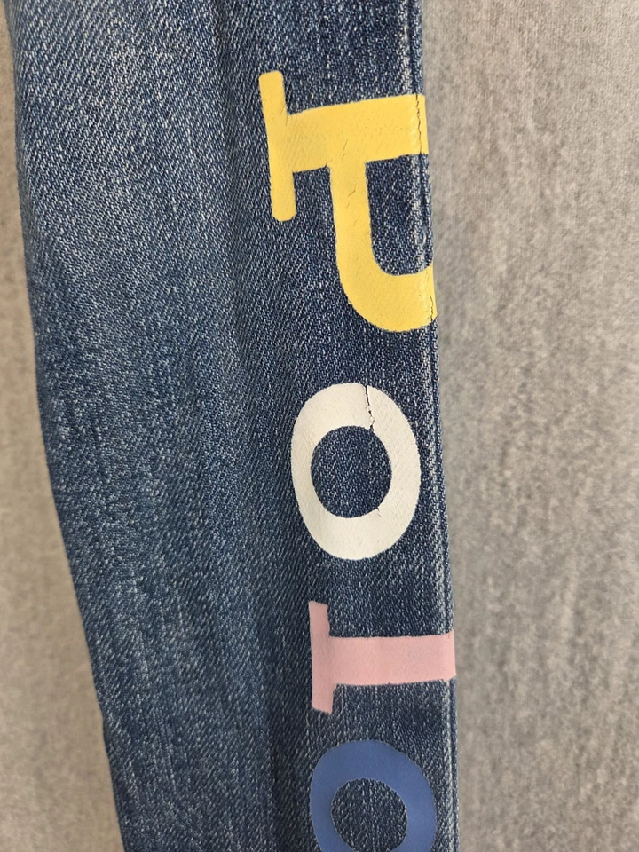 Pantalones de mezclilla Polo Ralph Lauren niñas 6 Astor ajustados novio color pintura logotipo retro Y2K Foto 2 de 4