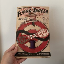 Vintage Atomic Flying Saucer Toy 1950s Formis Jet Spinner UFO Tin Litho NOS