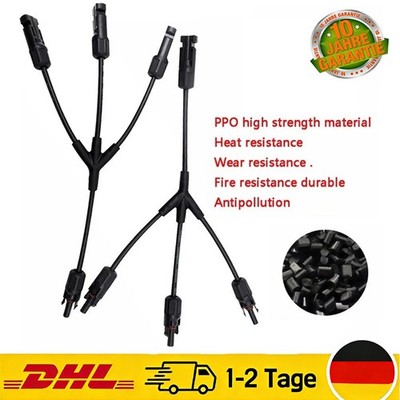 Solarpanel Y Abzweigverbinder 3-in-1 & 2-in-1 Stecker Buchse Wasserdicht PV DHL