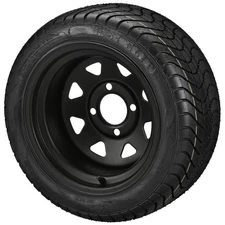 (4) Golf Cart 215/40-12 LSI Elite Low Pro Tire on 12x7 8-Spoke Black Steel Wheel