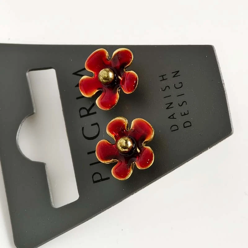 Aretes de flores esmaltados peregrinos de 12 mm elegantes para mujer fiesta vacaciones joyería regalo Foto 2 de 4