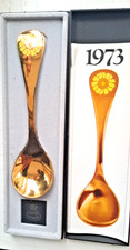 Jensen solid silver gilded date spoon 1973 Boxed & Unused