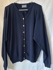 VTG Pendleton Womens Navy Blue Wool Button Up Cardigan Sweater L Need Repair