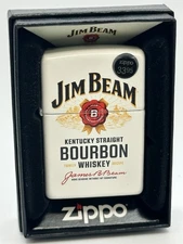Jim Beam Whiskey Label White Matte Zippo Lighter New 48317