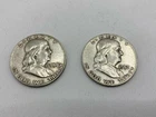 Franklin Half Dollar 1957 D, 1958 D - 90% Silver - Lot of 2