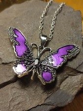 Damen Halskette in Silber Schmetterling Pink teilglasiert sehr elegant