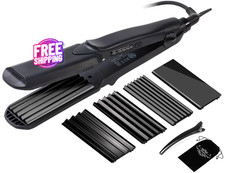 Plancha y rizador de pelo 4en1 de cer mica y turmalina con temperatura ajustable