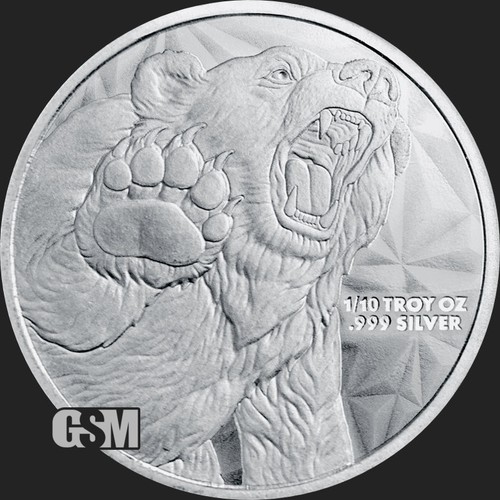 1/10 Oz Silver Bull / Bear Round - Mint Authentic (See Receipt) -Multi Discount!