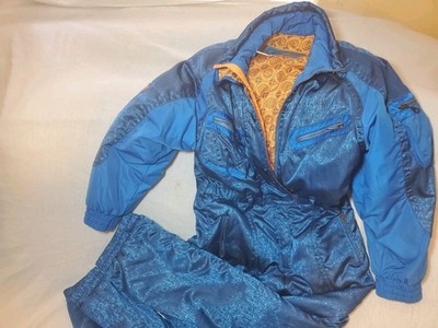 Vtg Kaelin Ski Suit One Piece Snowsuit Belted Apres Retro Blue Women's Size 10