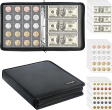 Álbum Colección Monedas 520 Bolsillos con 36 Fundas Ignífugo Moneda y Moneda St