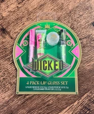 Wicked Movie 4 Pack Lip Gloss Tube, Lip Gloss Pot, Lip Gloss Wands