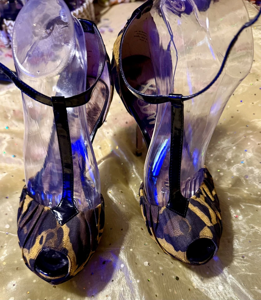 Sam Edelman *Leopard🐆Cheetah* Print Peep Toe Platform High Heel Shoes 8 - Image 3 of 4