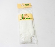 Vintage Ladies Leg Loves Pom Socks 9-11 White/White, New Old Stock, Rare, GR8