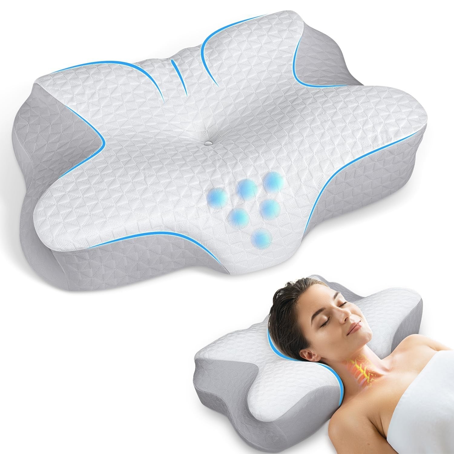 РЕЛЬЕФНЫЕ СПАЛЬНЫЕ МЕСТА ИЗ ПЕНЫ С ЭФФЕКТОМ ПАМЯТИ ZIBROGES ДЛЯ ШЕЙНОЙ ПОДУШКИ - ТЕМНО-СЕРЫЙ