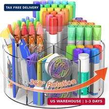 Acrylic Pen Holder, 360 Degree Rotating Pen Organizer, Rotating Desk Acrylic Off