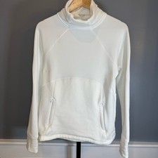 Athleta Cream Funnel Neck Sweatshirt Small Scuba Pullover Cozy Athleisure
