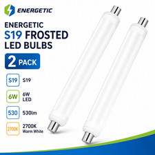 Image of Energetic S19 Frosted LED Bulbs 6W 530lm 2700K Warm White 2 Pack