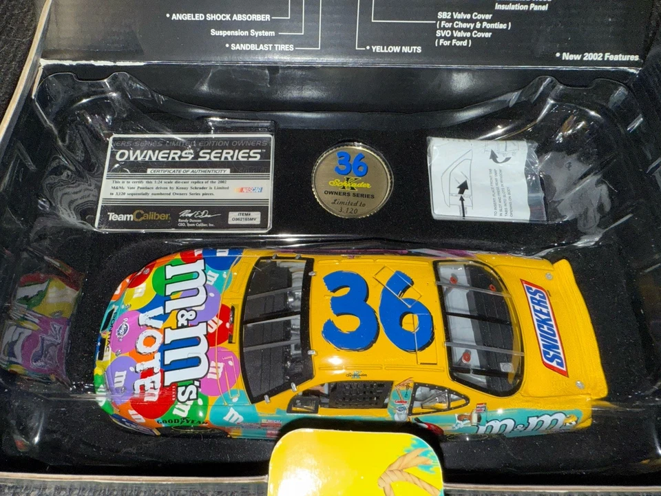 MB2 Owners Series  Ken Schrader #36 M & M's VOTE 2002 Pontiac GPRIX NEW - Image 2 of 4