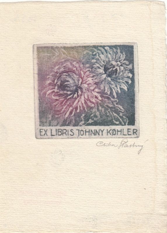 Exlibris Placa De Libro Grabado Ctibor Stastny 1884-1962 Dos Flores