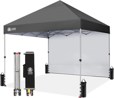 CROWN SHADES Pop up Canopy with 1 Side Wall - Beach Tent with One Push Setup - O