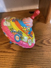Ohio Art Tin Metal Spinning Top Roadrunner Dodge Super Bee Mopar Scat Pack Vntg