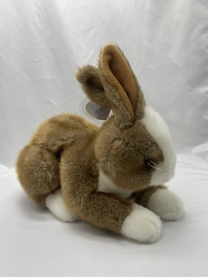 Ty Classic 2002 Beanie Buddy Bunny Rabbit White Brown Push Stuffed Realistic 12''